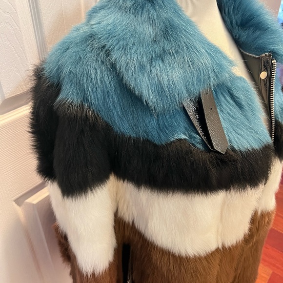 Multicolor Striped Shearling Coat, size S/M - Picture 2 of 9